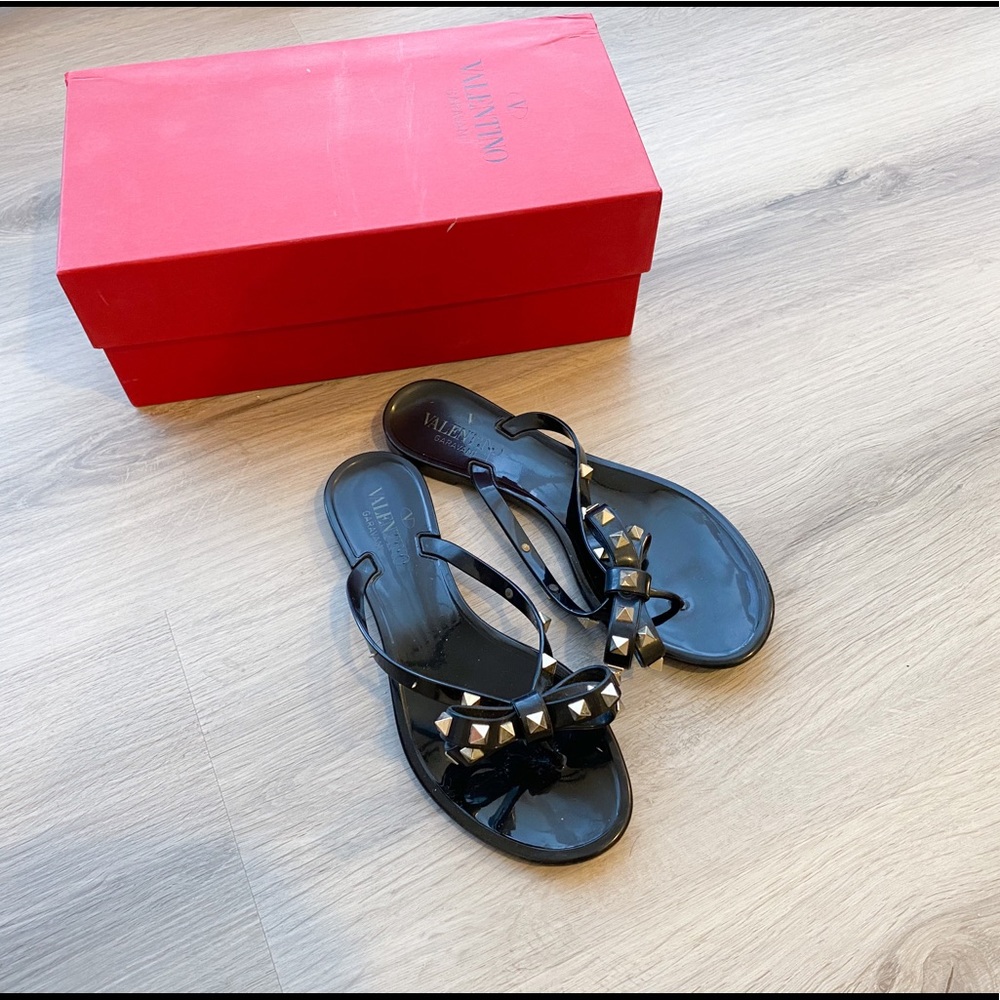Valentino Rockstud PVC Flat Thong Sandals